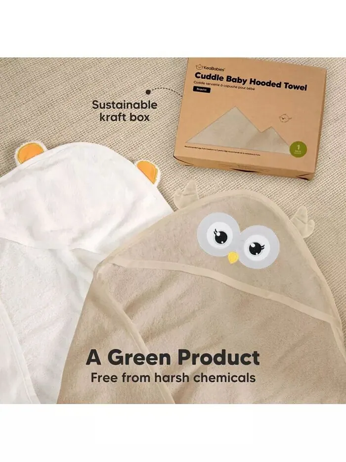 Детское полотенце с капюшоном Keababies Cuddle органическое — изображение 6 из 9, серый