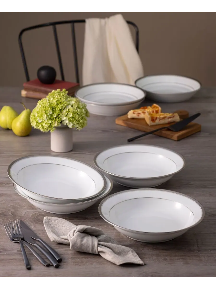 Noritake Набор из 4 обеденных тарелок Charlotta Platinum с ободком, рассчитанный на 4 персоны — изображение 2 из 4