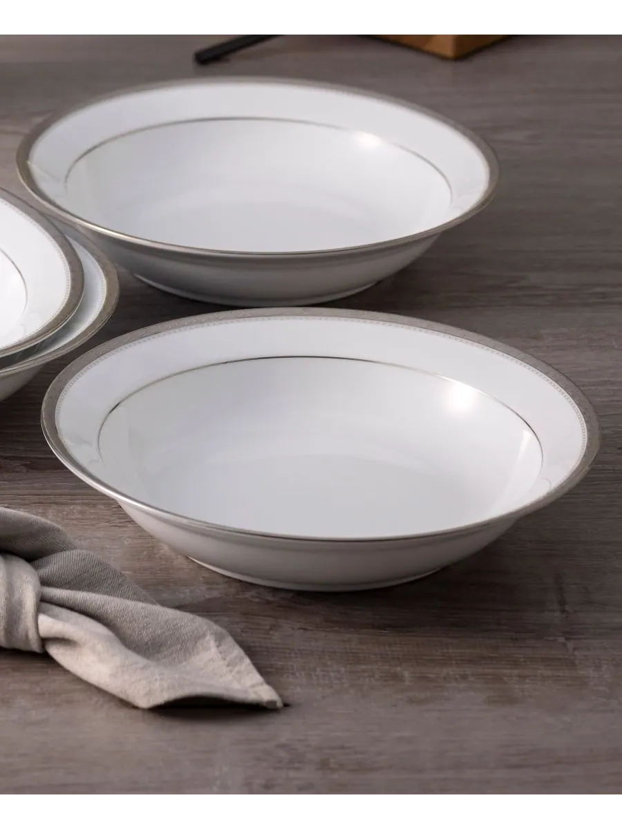 Noritake Набор из 4 обеденных тарелок Charlotta Platinum с ободком, рассчитанный на 4 персоны — изображение 3 из 4
