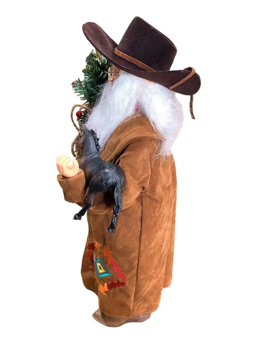 Фигурка Санта-Клауса с лошадью и елкой, 47 см, Spirit of the West Santa's Workshop — изображение 3 из 3, коричневый