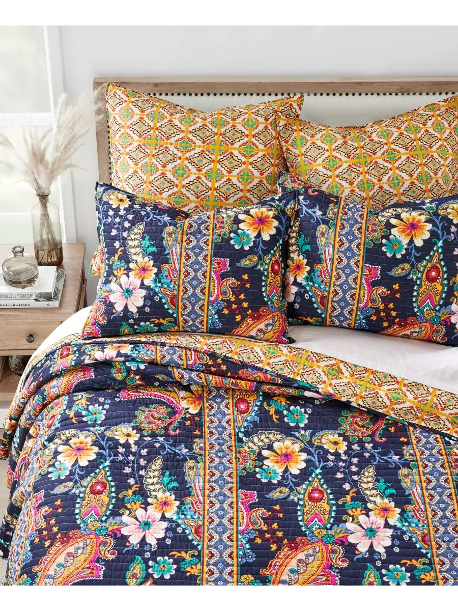 Двустороннее одеяло Bertelli Paisley, 2 предмета, размер Twin/Twin XL Levtex — изображение 5 из 6, темно-синий