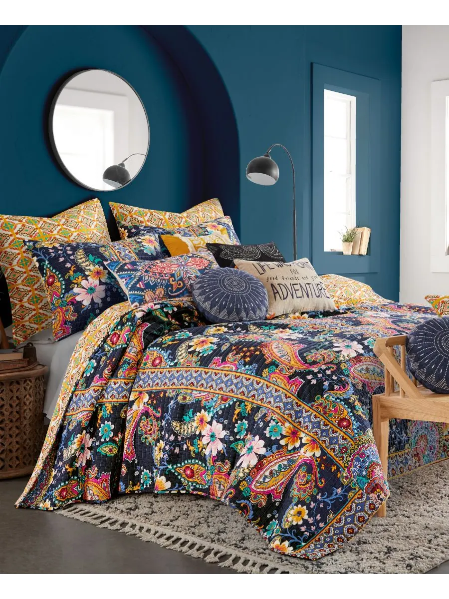 Двустороннее одеяло Bertelli Paisley, 2 предмета, размер Twin/Twin XL Levtex — изображение 6 из 6, темно-синий