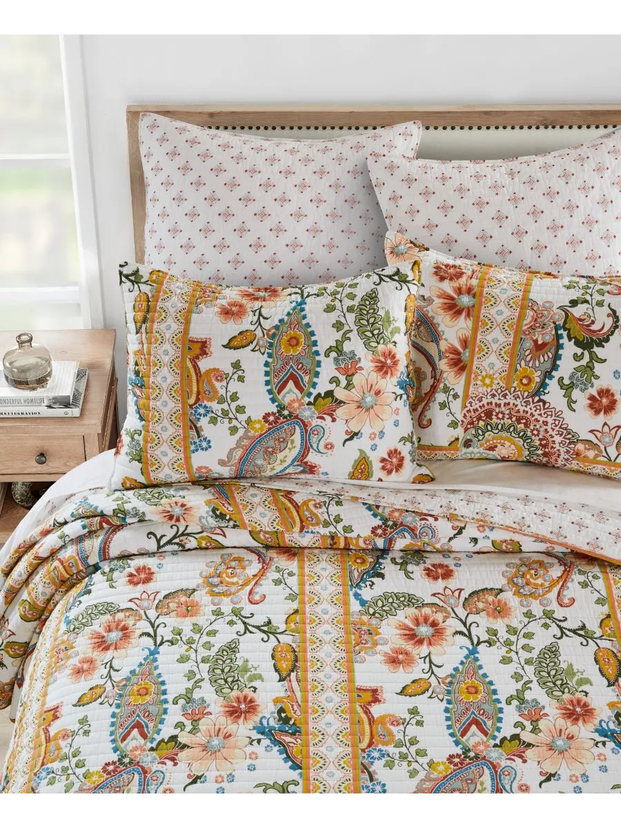 Двустороннее одеяло Bertelli Paisley, 2 предмета, размер Twin/Twin XL Levtex — изображение 3 из 4, кремовый