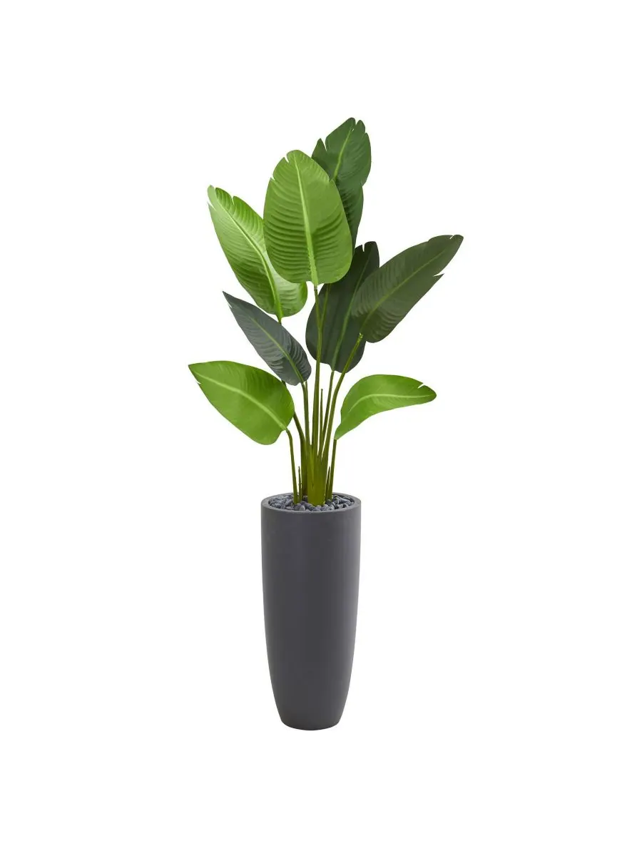 Искусственная пальма Traveler's Palm высотой 5,5 футов в сером кашпо Nearly Natural