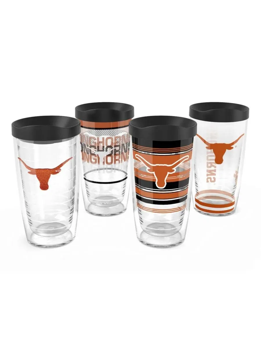 Набор из 4 стаканов Tervis Texas Longhorns 16 унций Classic Tumbler