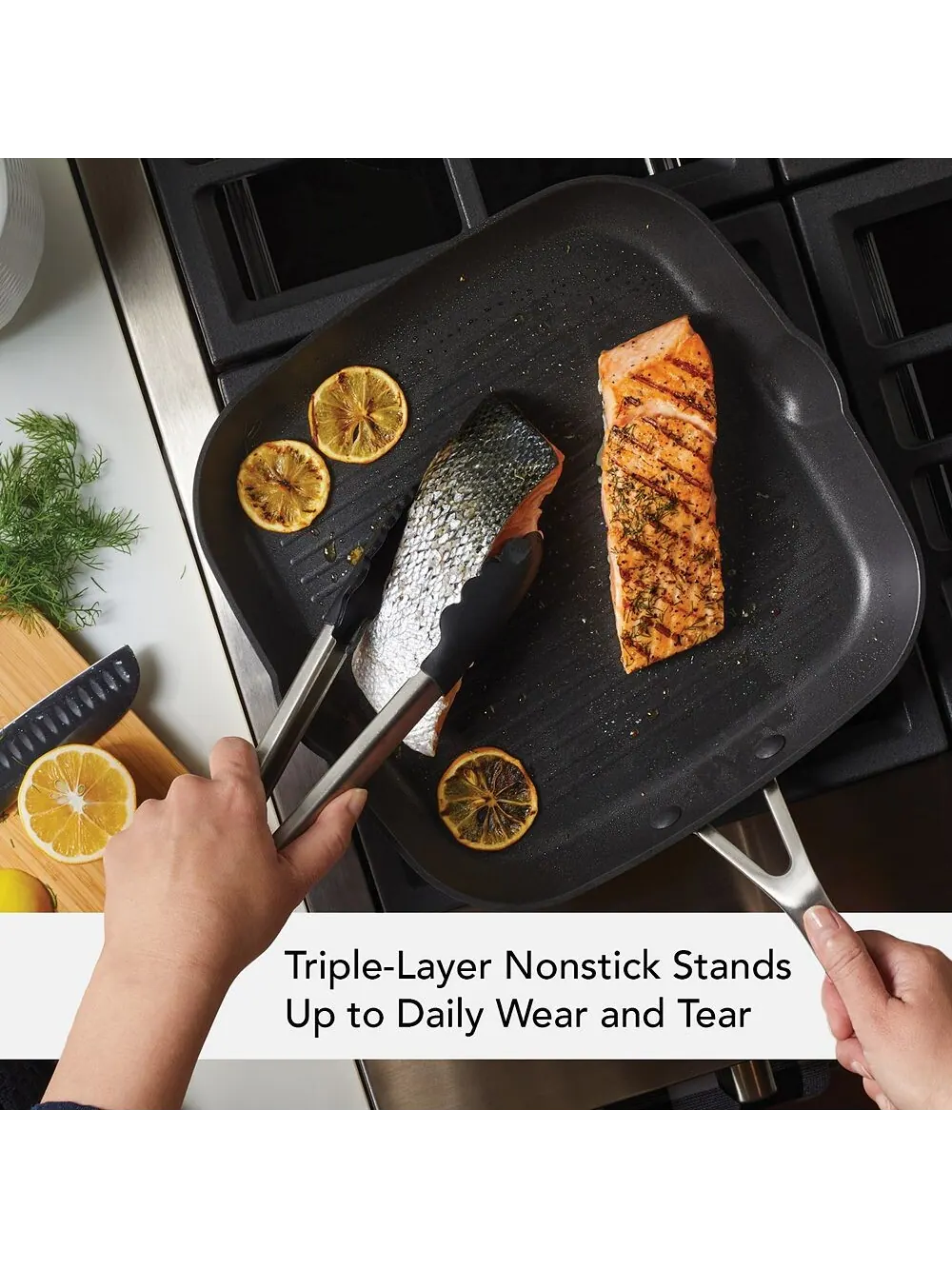 Сковорода-гриль KitchenAid Hard-Anodized Induction Nonstick, 28,5 см — изображение 5 из 7, черный