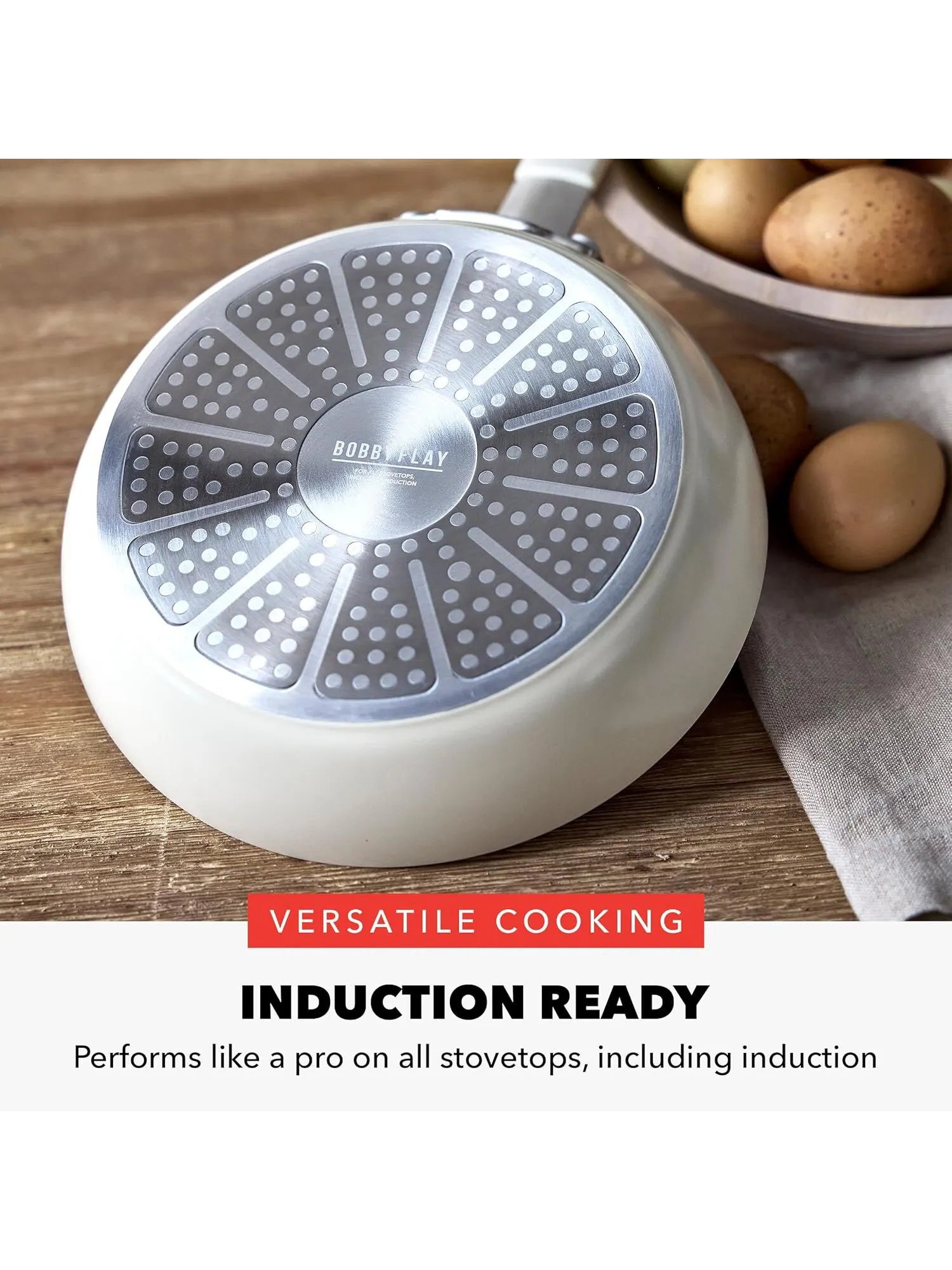 Сковорода GreenPan x Bobby Flay Ceramic Nonstick, 20 см — изображение 4 из 8, бежевый