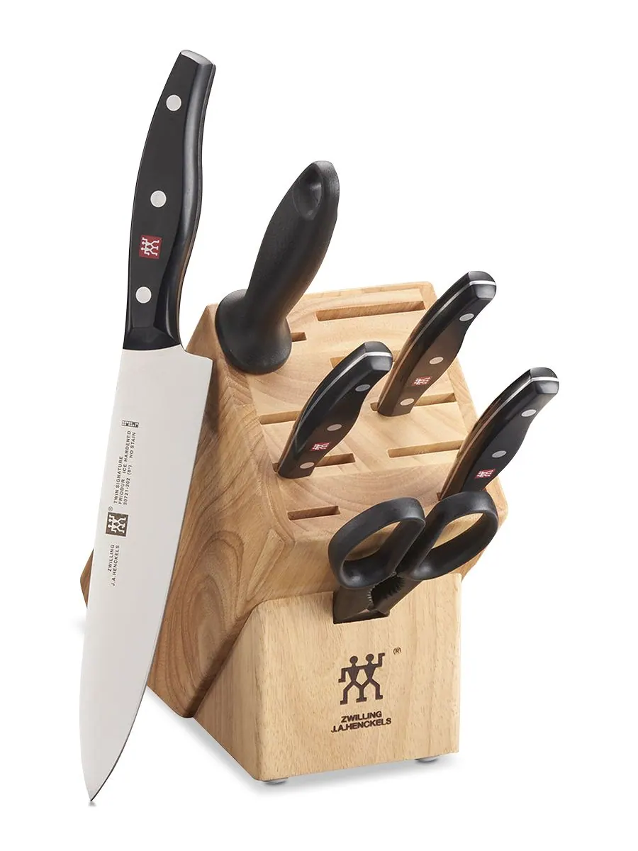 Набор кухонных ножей в блоке Zwilling Twin Signature, 7 предметов, светло дерево