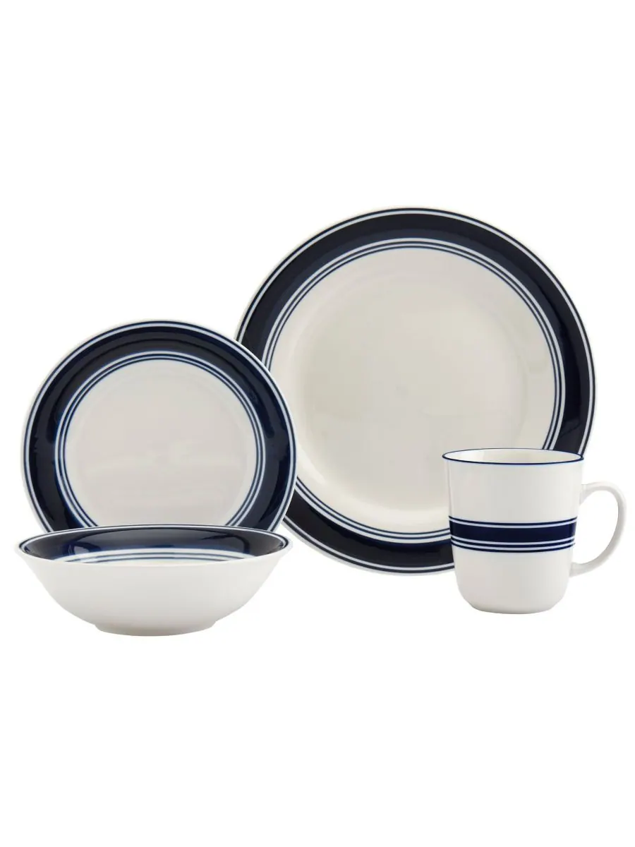 Tabletops Gallery Набор посуды Blue Stripes, 16 предметов, на 4 персоны — синий