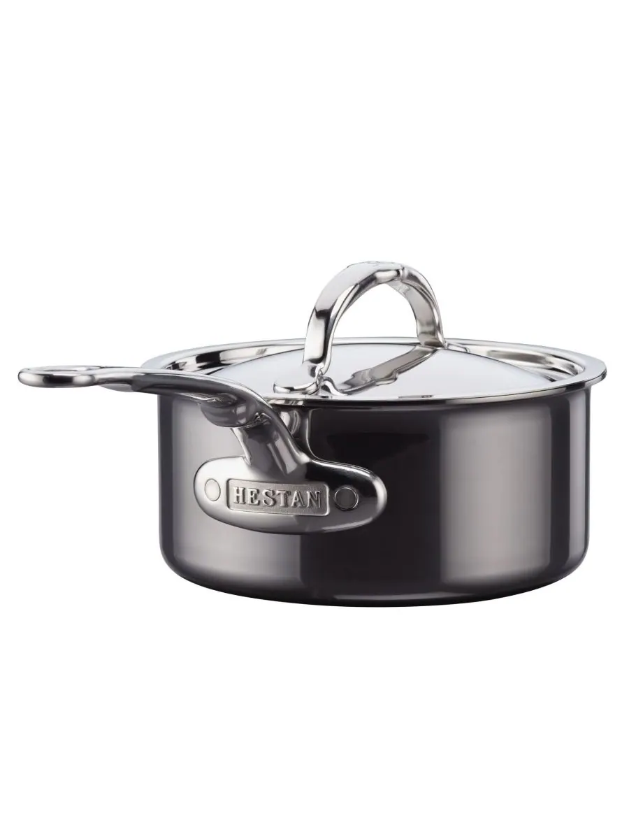 Hestan Кастрюля с крышкой NanoBond из титановой нержавеющей стали объемом 1,5 кварты — изображение 2 из 5, серебристый