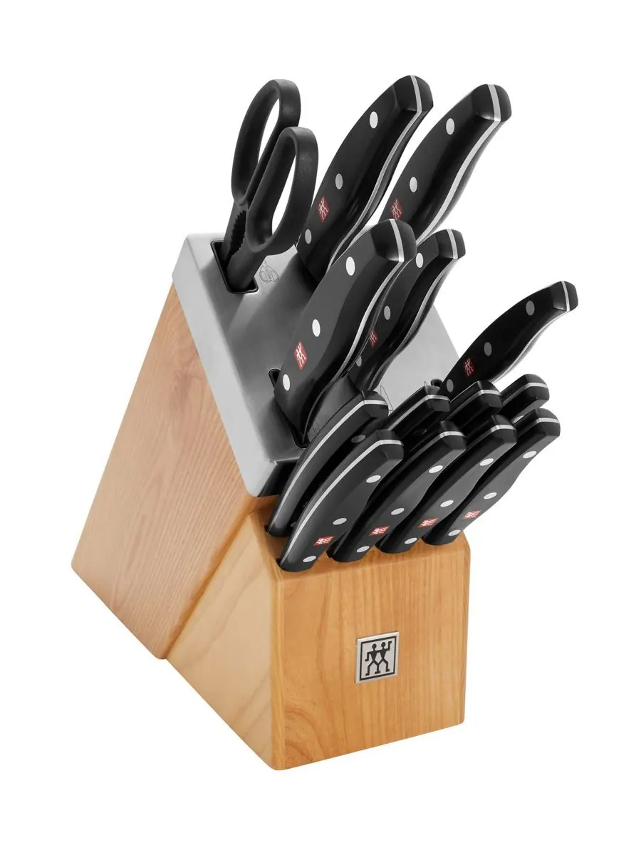 Набор ножей самозатачивающихся ZWILLING Twin Signature, 15 предметов, светло-дерево/ясень — изображение 2 из 4, прозрачный