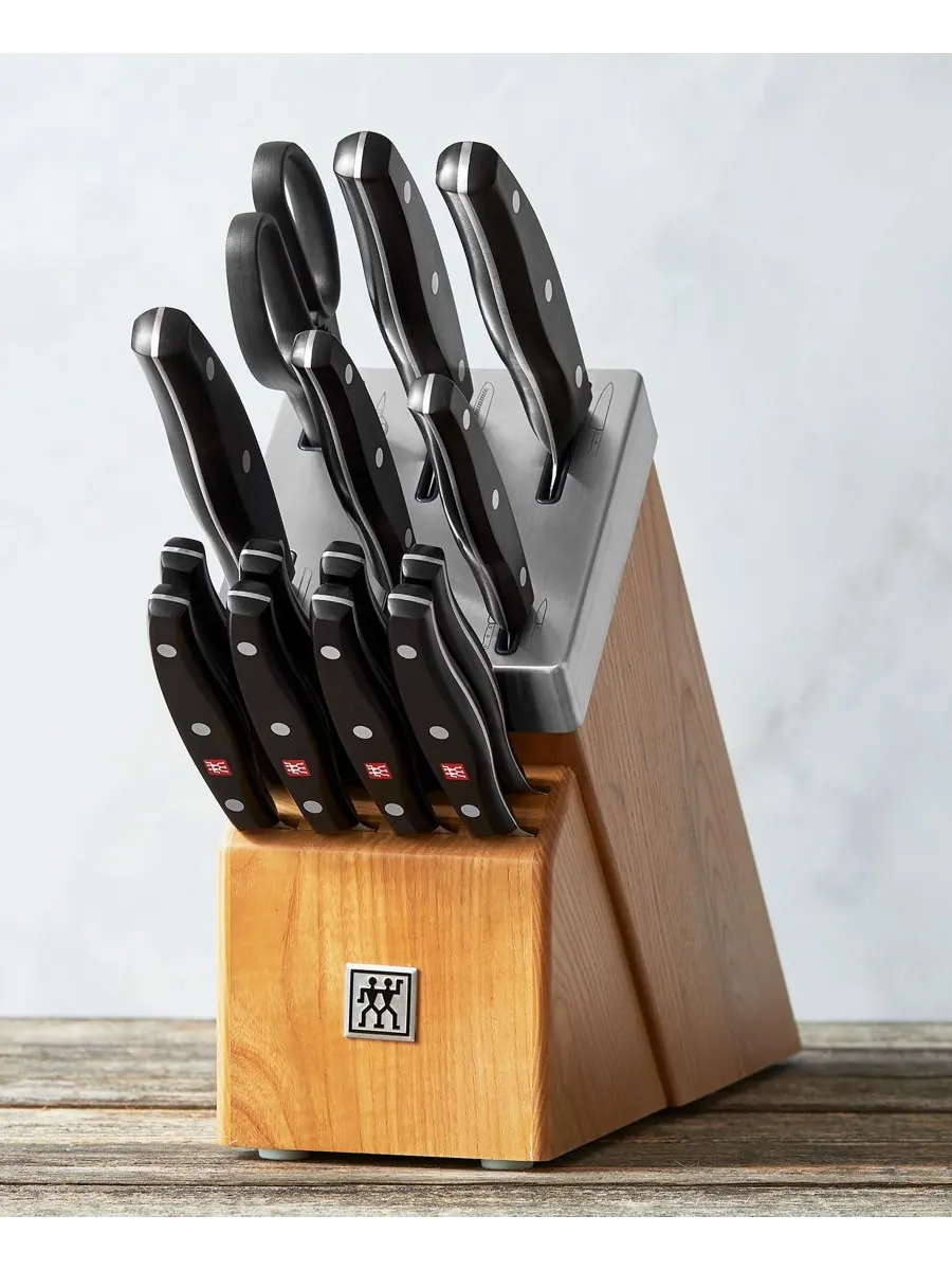 Набор ножей самозатачивающихся ZWILLING Twin Signature, 15 предметов, светло-дерево/ясень — изображение 3 из 4, прозрачный