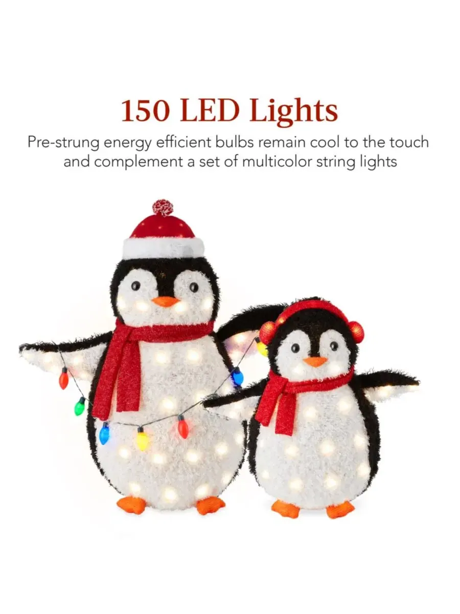 Набор светящихся пингвинов 3 фута с 150 LED-лампами Best Choice Products — изображение 3 из 7, красный