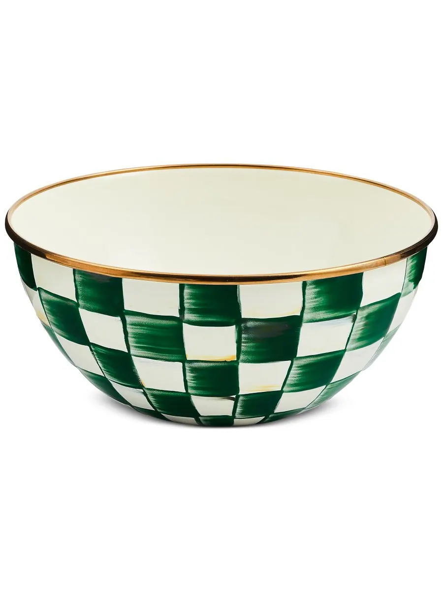 MacKenzie-Childs Небольшая повседневная миска Emerald Check, объемом 40 унций