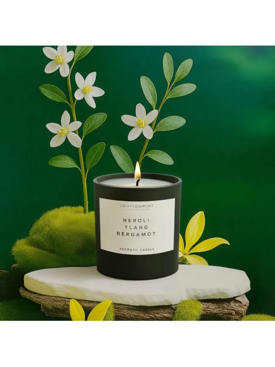 Ароматическая свеча 8 унций с запахом Neroli | Ylang | Bergamot ENVIRONMENT — изображение 2 из 3, нет цвета