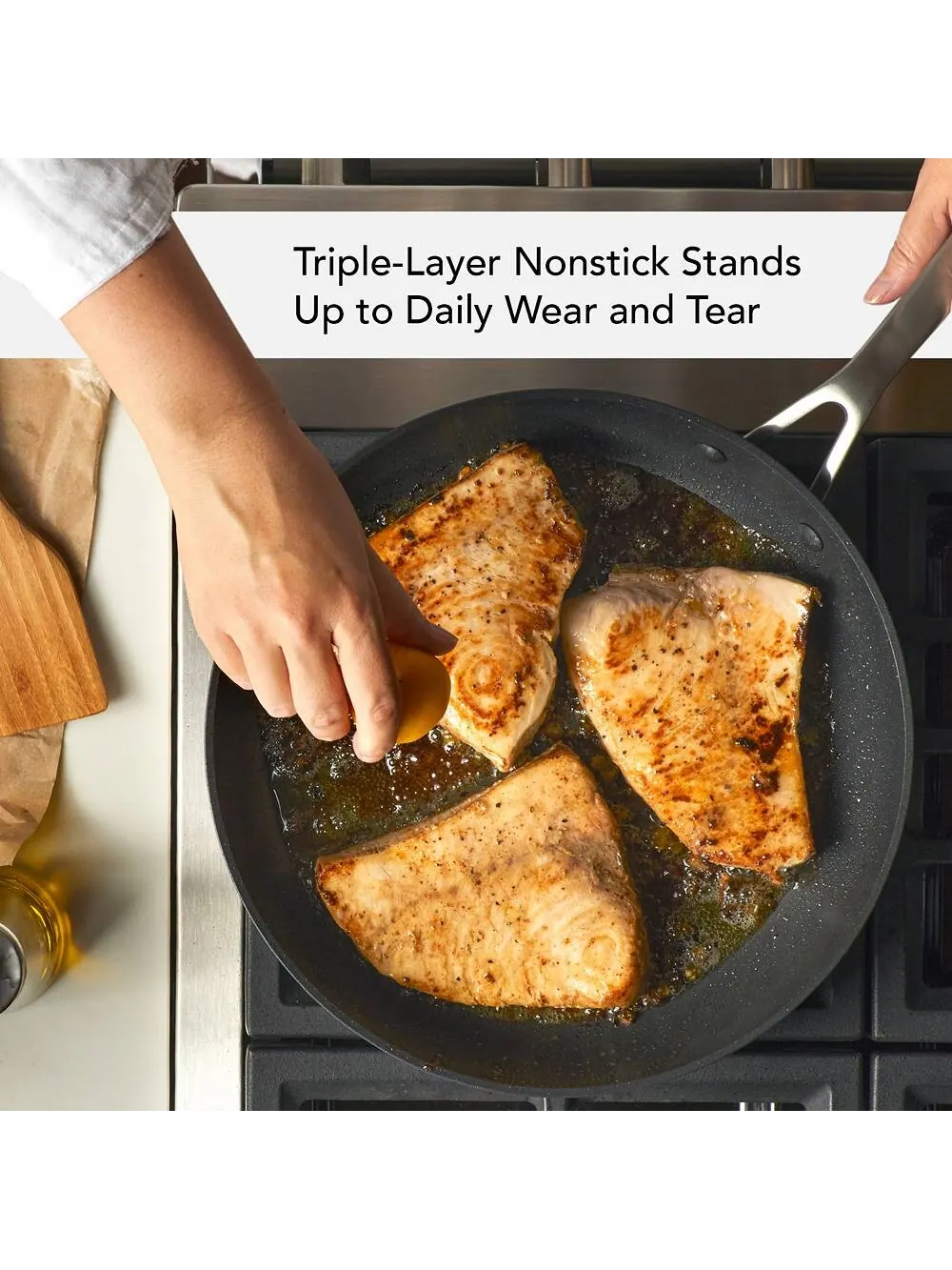 Сковорода с крышкой KitchenAid Hard-Anodized Induction Nonstick, 31 см — изображение 7 из 9, черный