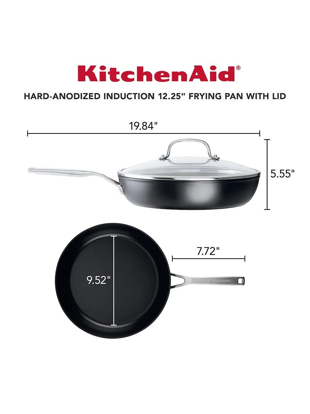 Сковорода с крышкой KitchenAid Hard-Anodized Induction Nonstick, 31 см — изображение 9 из 9, черный