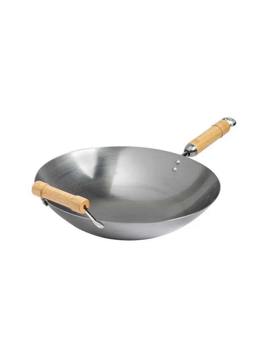 Вок Classic Series с круглым дном из углеродистой стали и ручками из березы, 36 см Joyce Chen