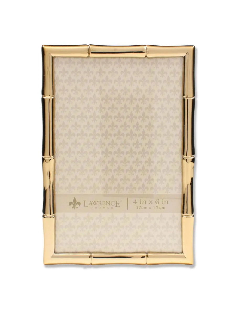 Lawrence Frames Золотистая металлическая фоторамка с бамбуковым орнаментом - 4 x 6 дюймов