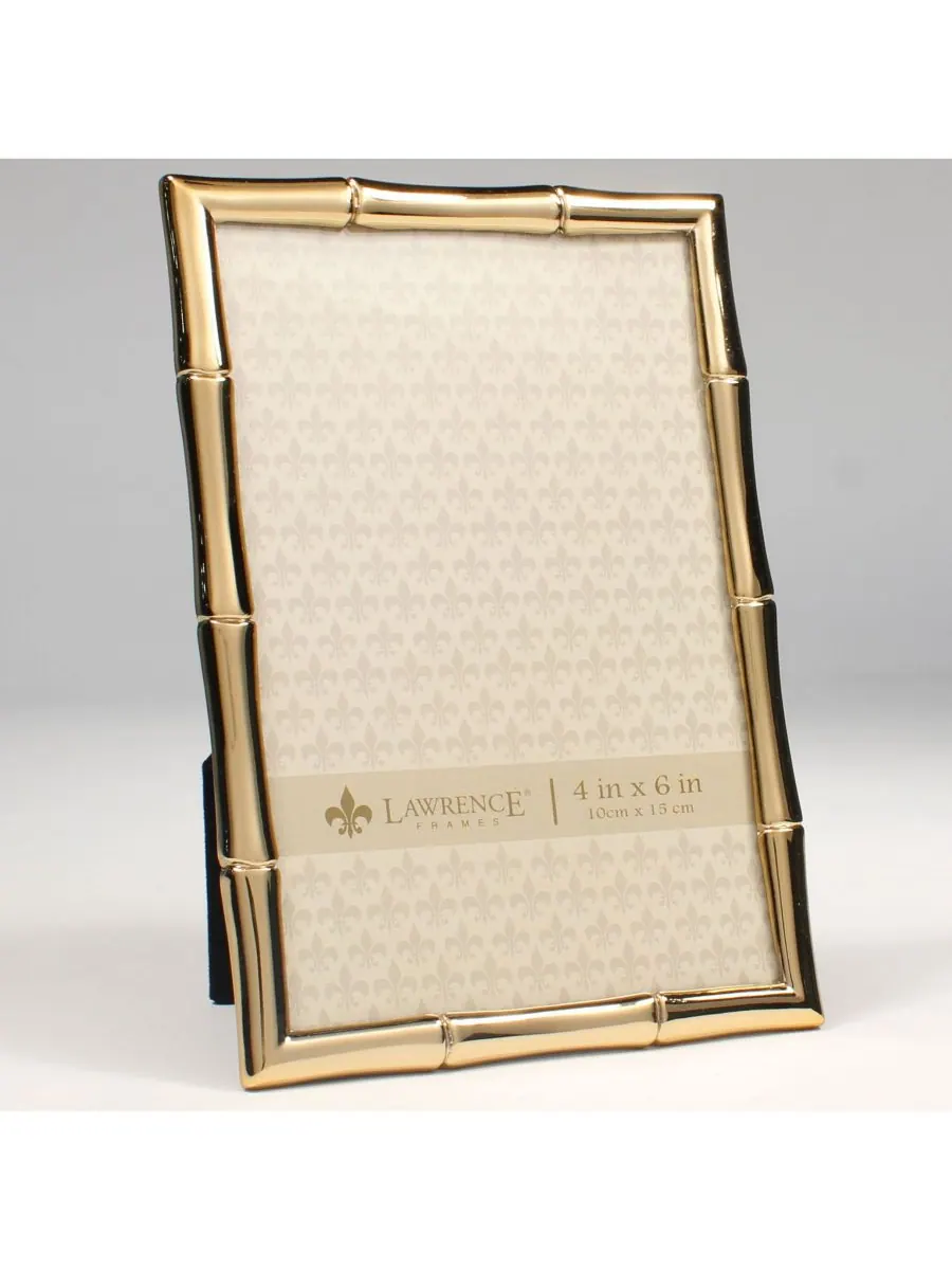 Lawrence Frames Золотистая металлическая фоторамка с бамбуковым орнаментом - 4 x 6 дюймов — изображение 2 из 3, золото