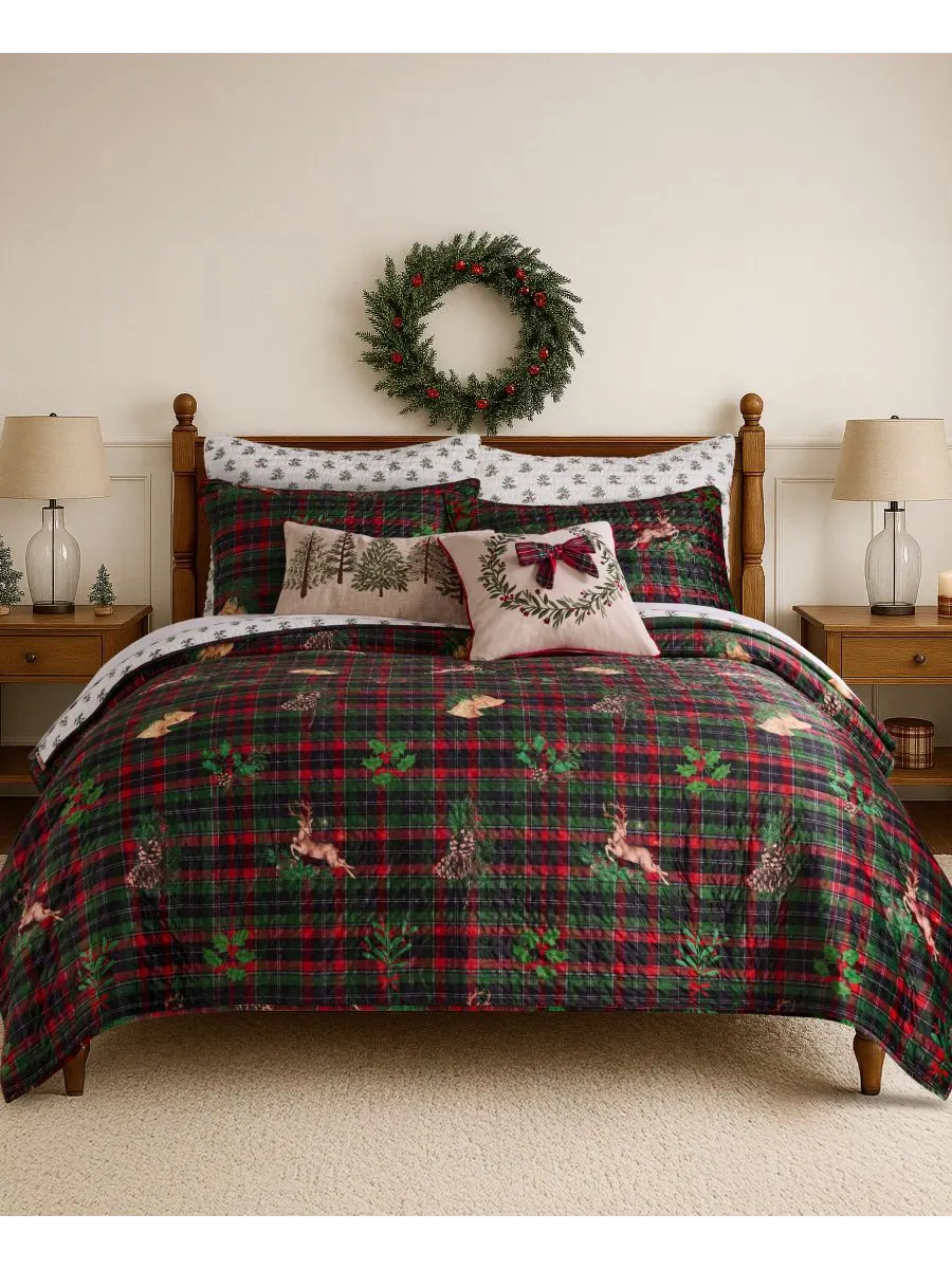 Двустороннее стеганое одеяло Home Merry Tartan, размер King/California King Levtex