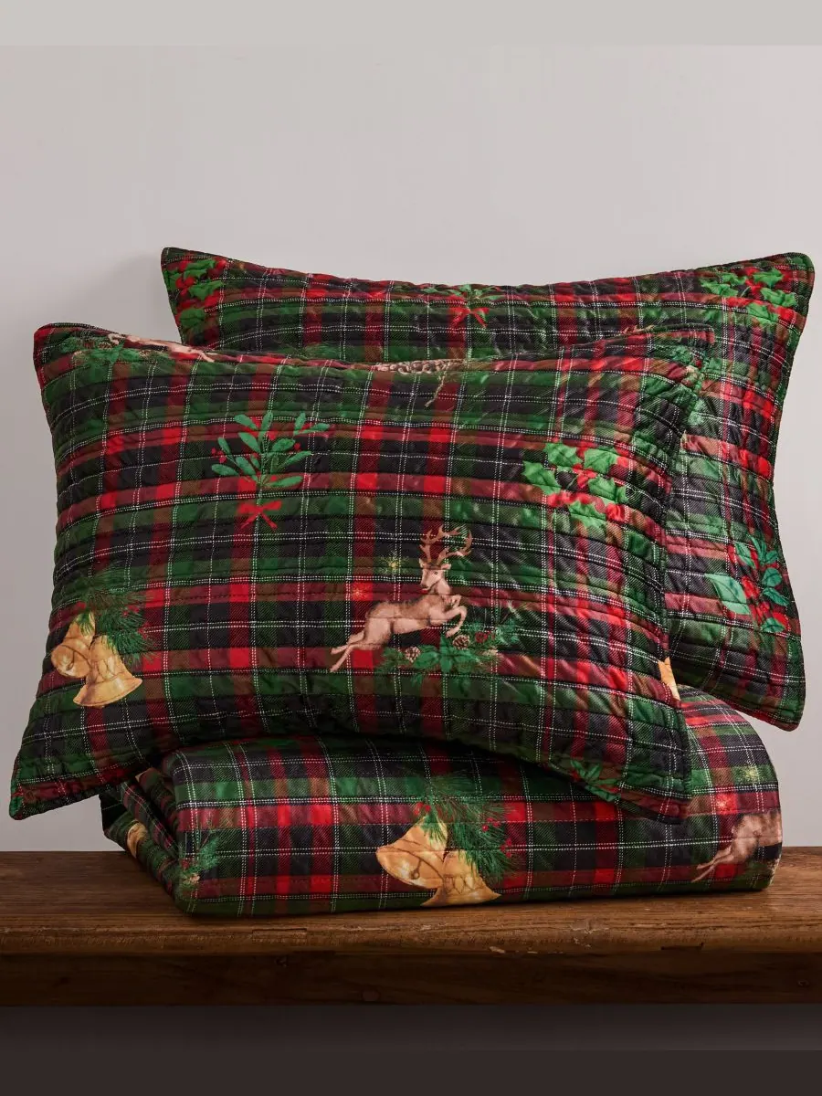 Двустороннее стеганое одеяло Home Merry Tartan, размер King/California King Levtex — изображение 3 из 5, зеленый