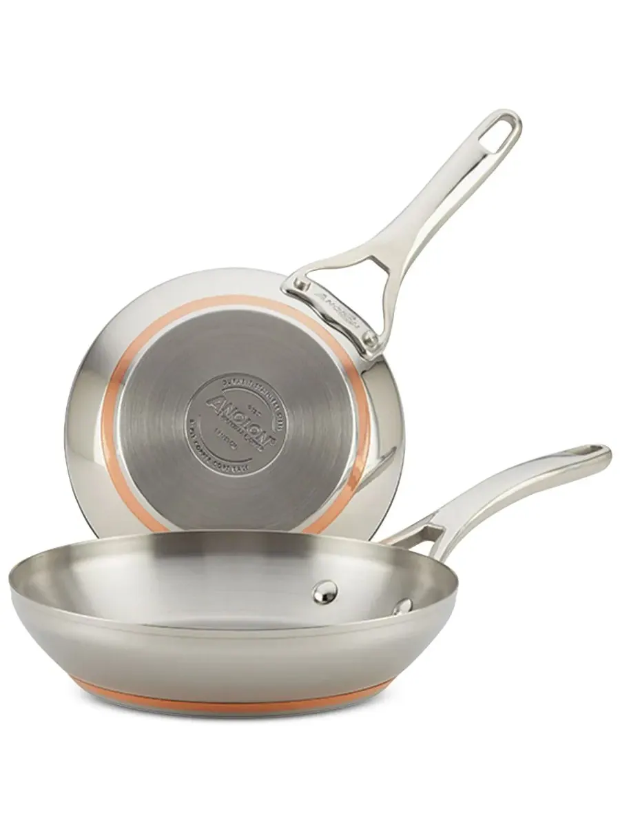 Французские сковороды Nouvelle Copper из нержавеющей стали, 8 и 24 см Anolon, нержавеющая сталь