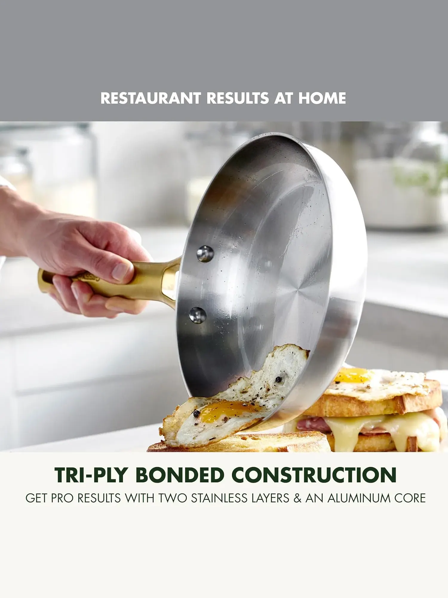 Сковорода GreenPan Reserve Stainless Steel Tri-Ply, 20 см, серебристая — изображение 2 из 10, серебристый