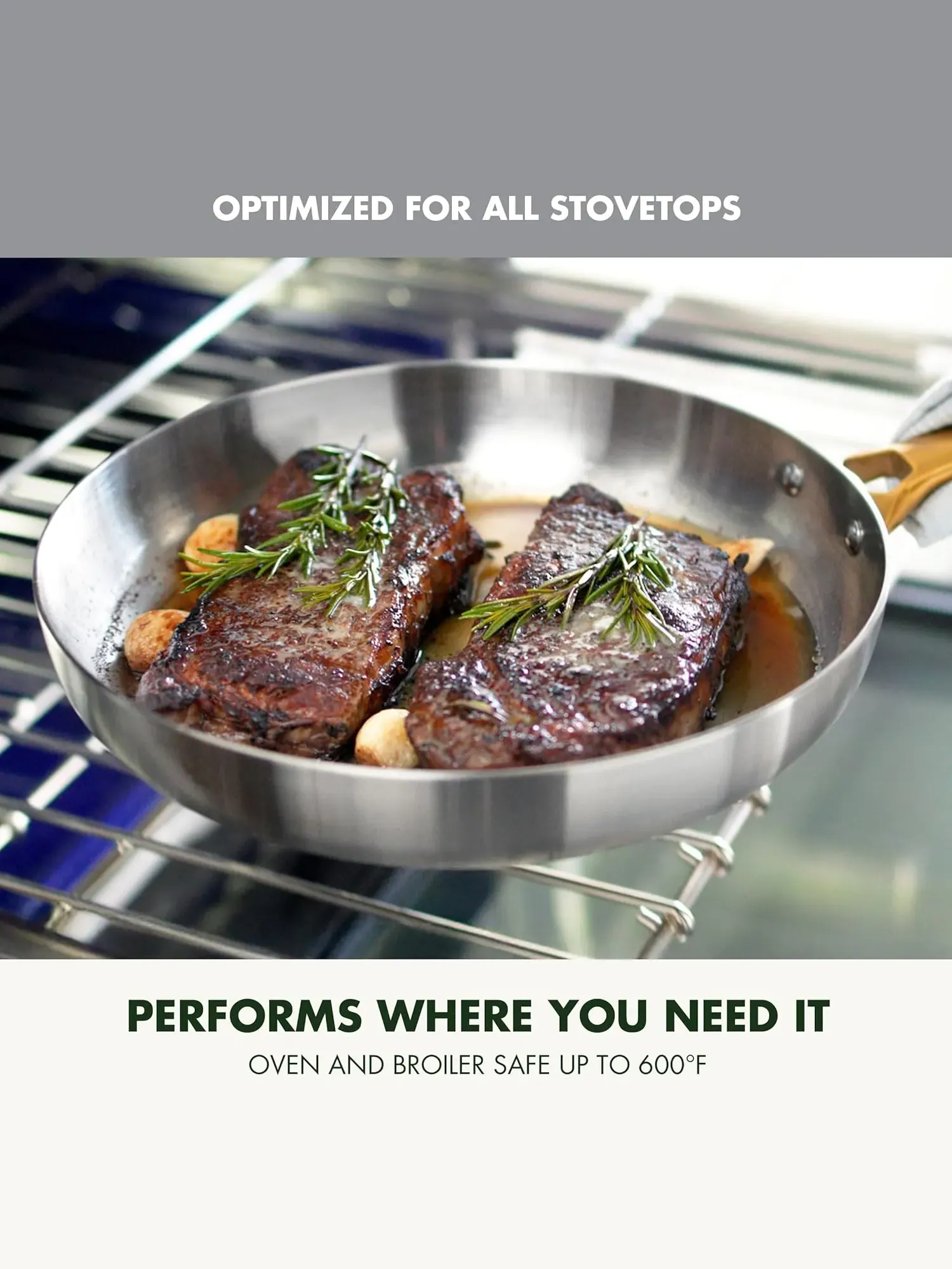 Сковорода GreenPan Reserve Stainless Steel Tri-Ply, 20 см, серебристая — изображение 5 из 10, серебристый
