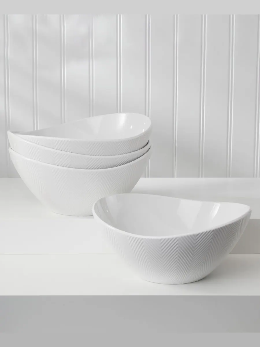 Набор сервировочных мисок Highlands, 4 шт Euro Ceramica — изображение 2 из 6, белый