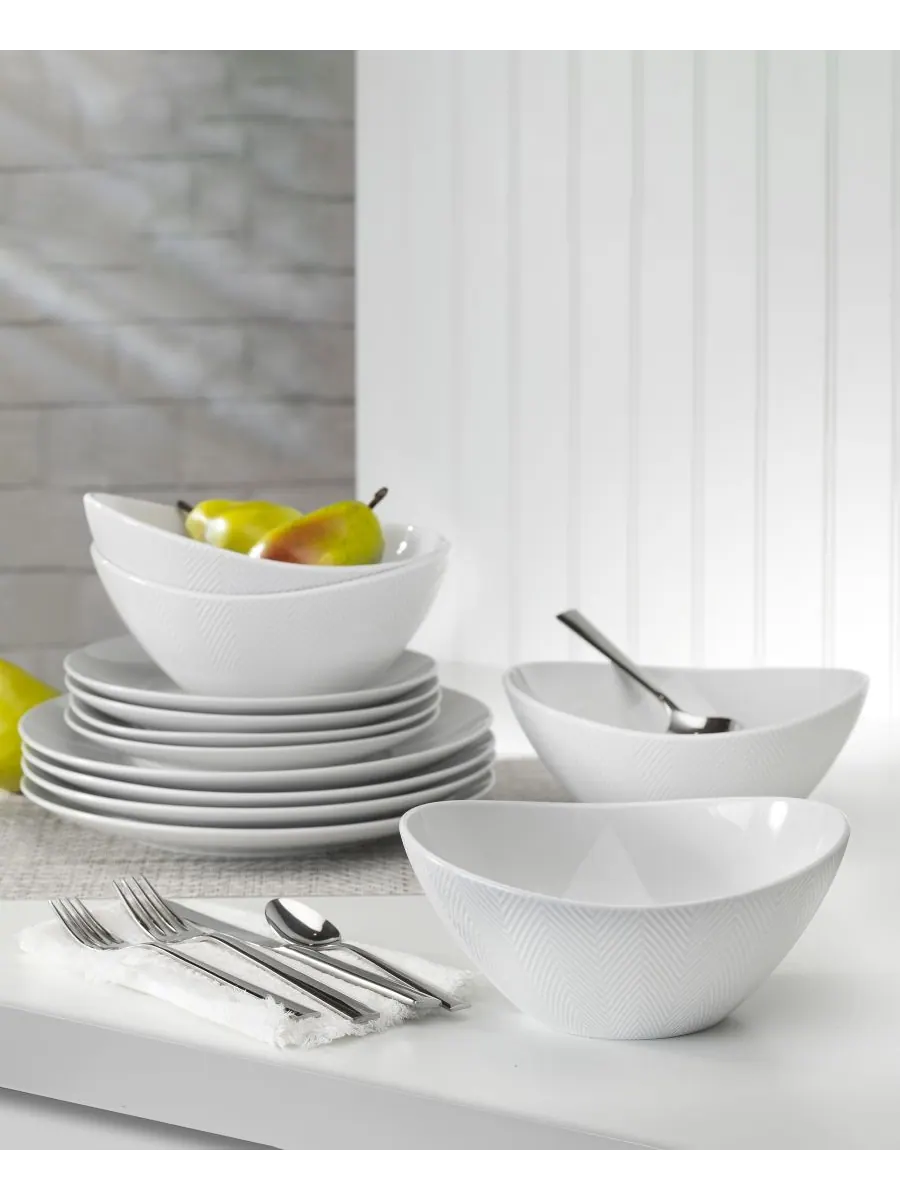 Набор сервировочных мисок Highlands, 4 шт Euro Ceramica — изображение 3 из 6, белый