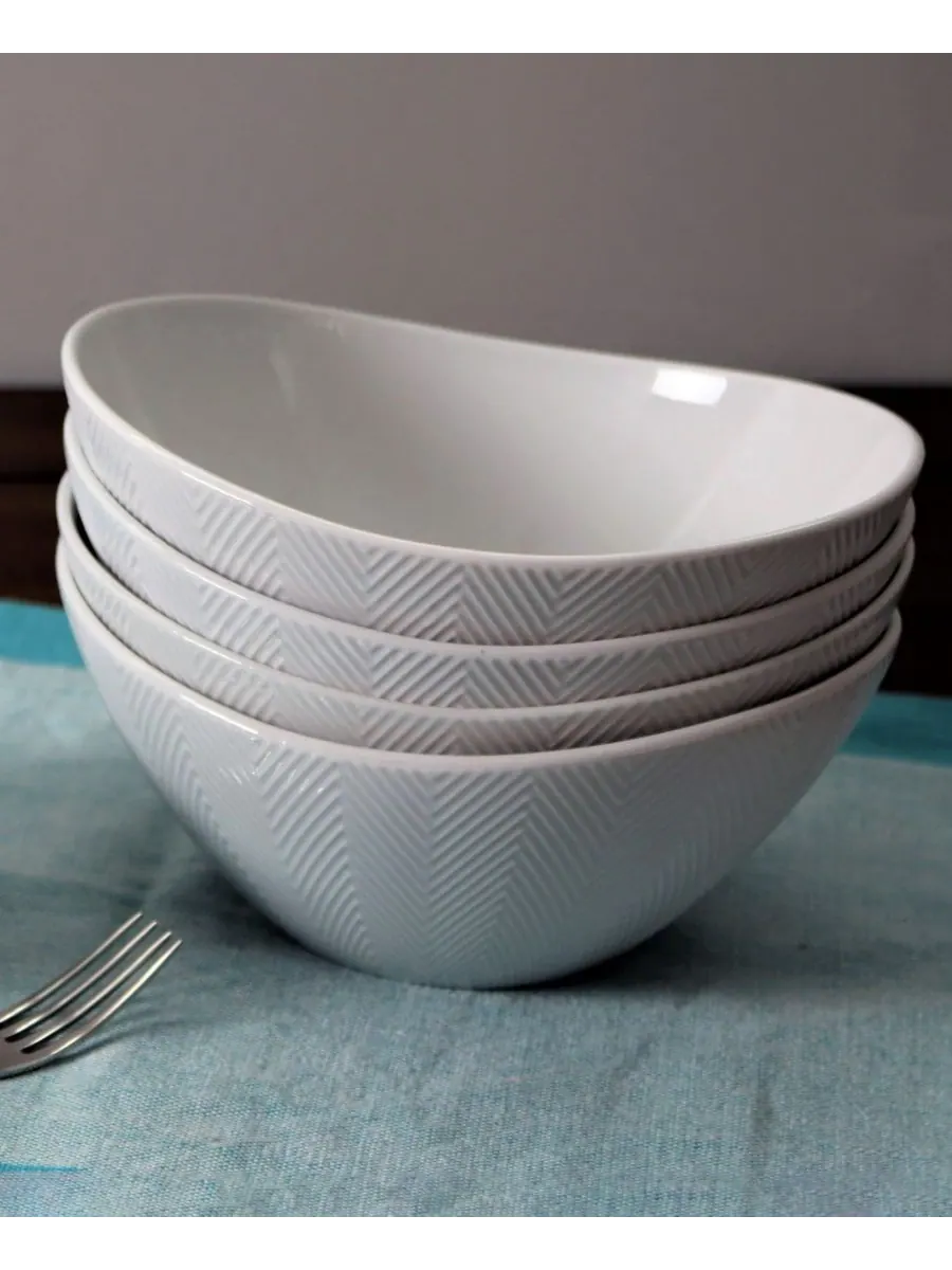 Набор сервировочных мисок Highlands, 4 шт Euro Ceramica — изображение 4 из 6, белый