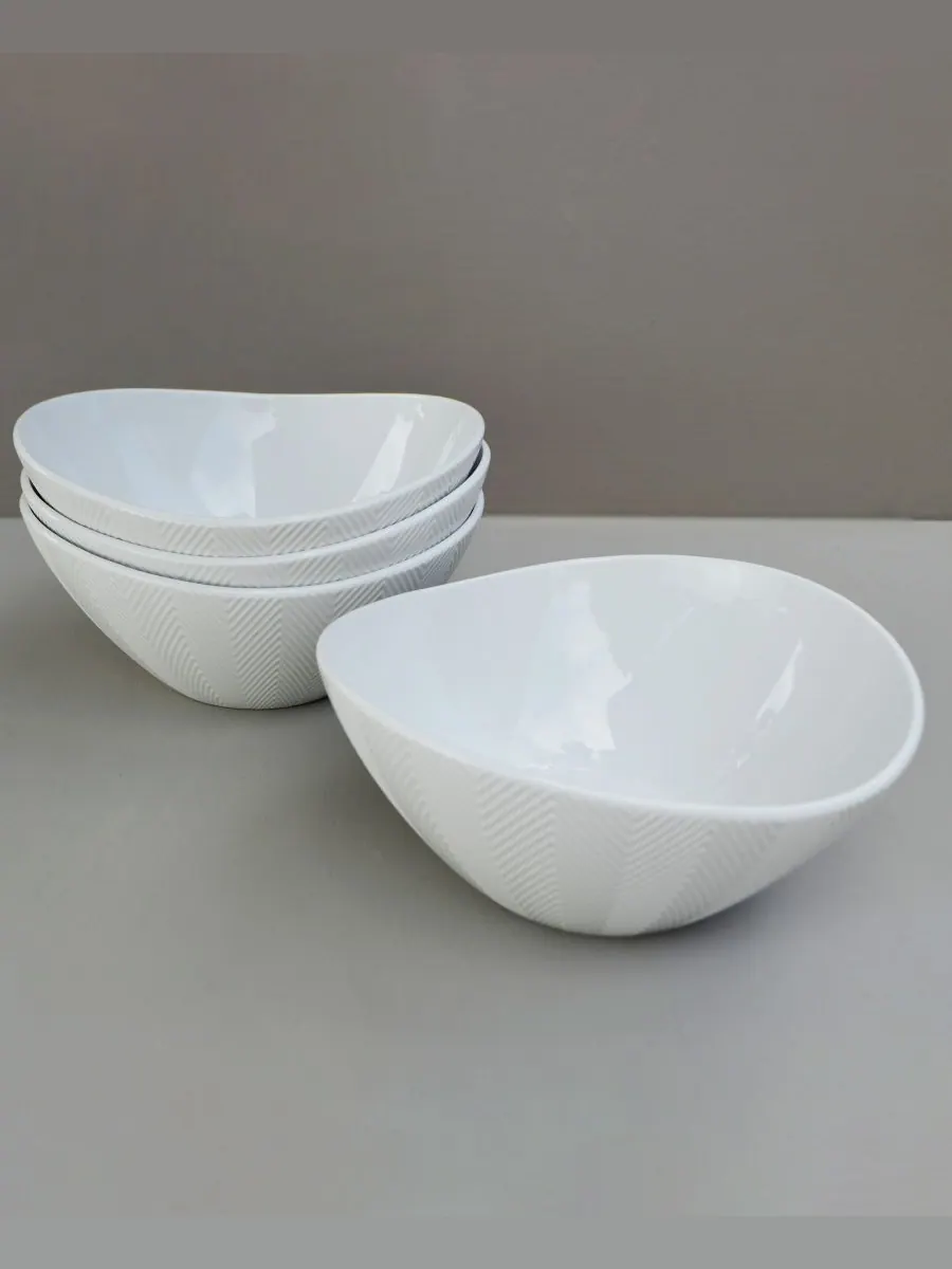 Набор сервировочных мисок Highlands, 4 шт Euro Ceramica — изображение 5 из 6, белый