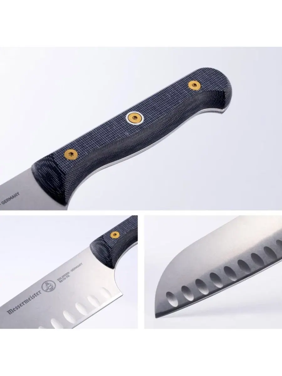 Нож Messermeister Custom Kullens Santoku — изображение 4 из 6, серебристый черный