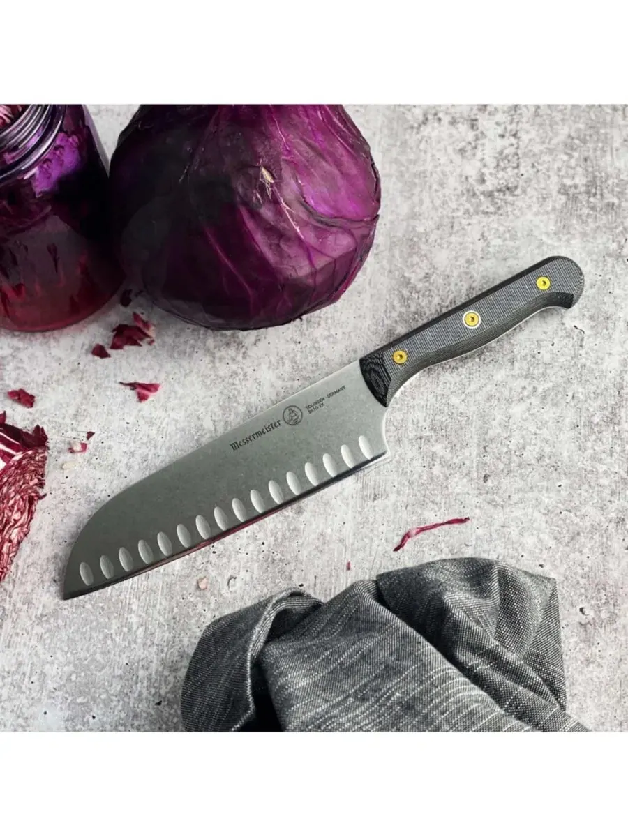 Нож Messermeister Custom Kullens Santoku — изображение 6 из 6, серебристый черный