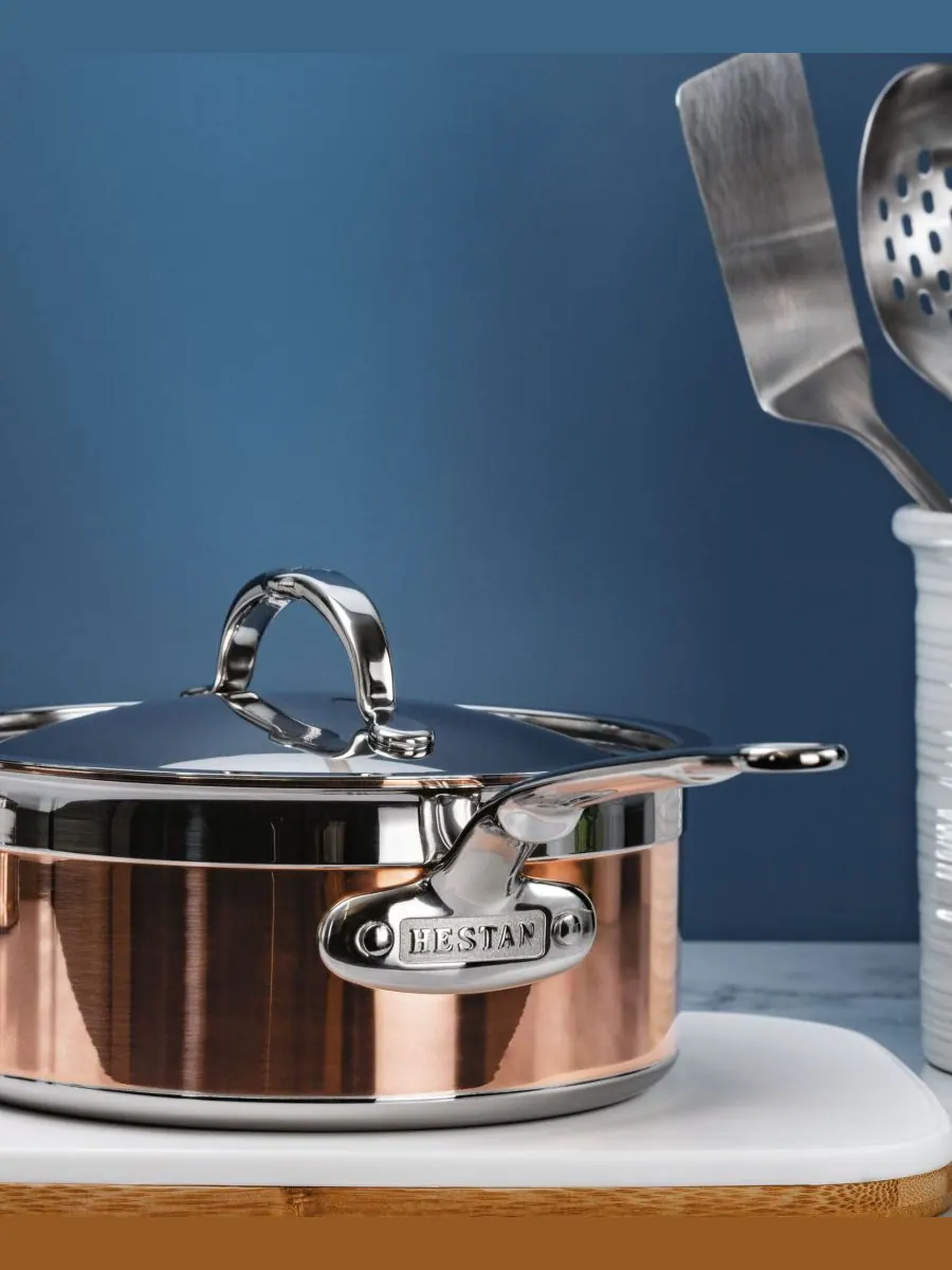 Hestan Медная индукционная кастрюля CopperBond объемом 3 кварты с крышкой — изображение 7 из 7, медь