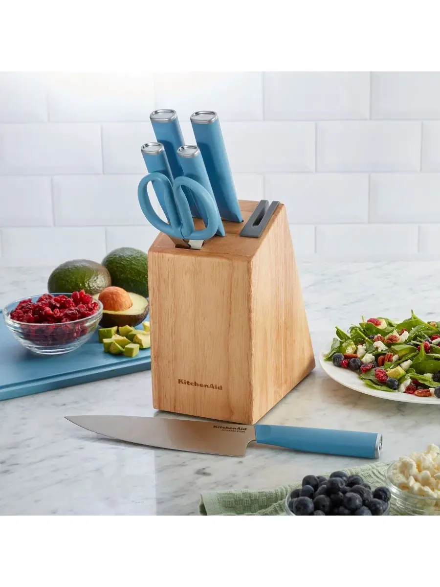 Набор ножей 7 предметов с подставкой и точилкой KitchenAid — изображение 6 из 6, синий