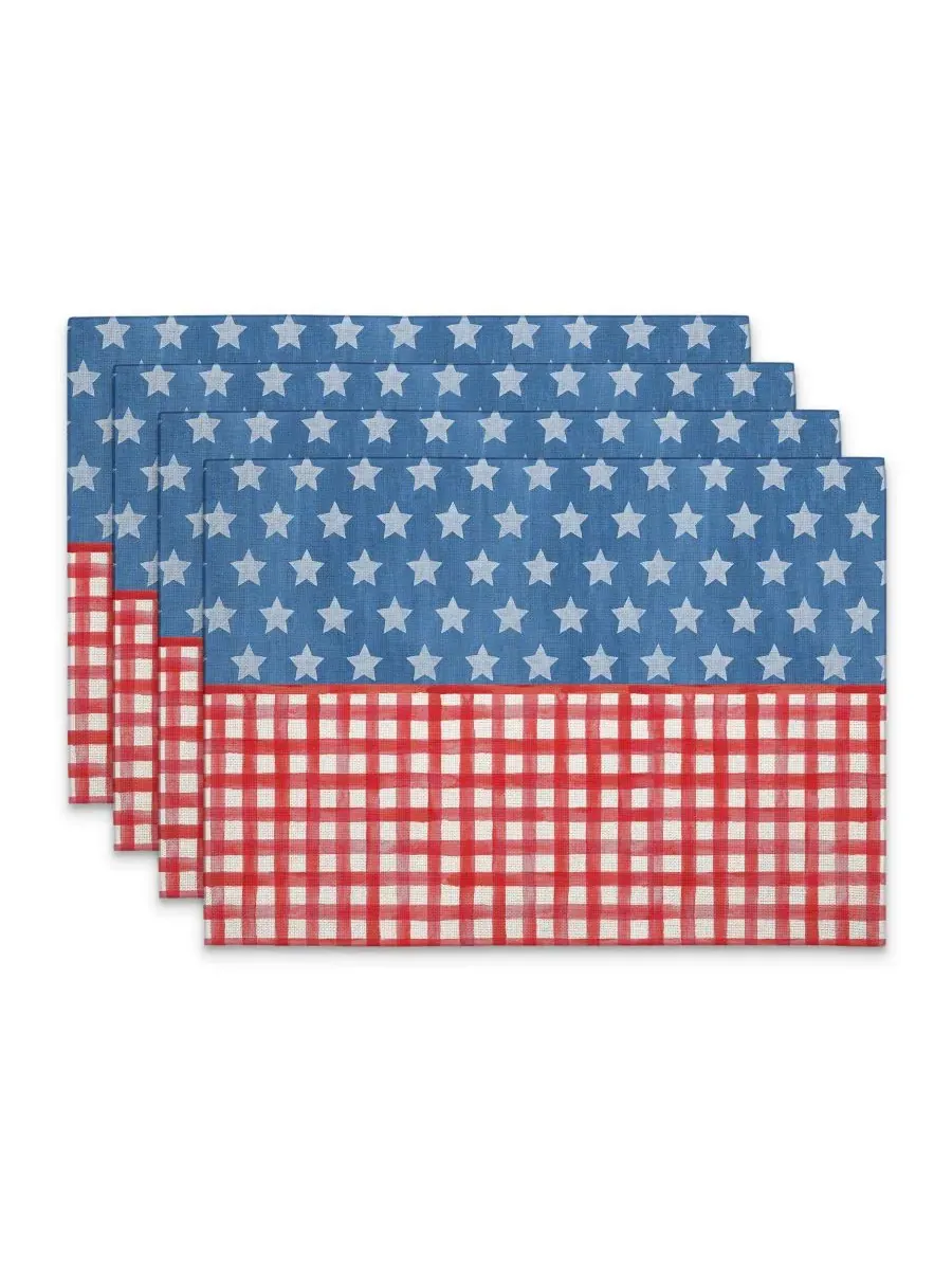 Набор из 4 салфеток под тарелки Old Glory Gingham Premier из ткани в клетку Counterart — мульти