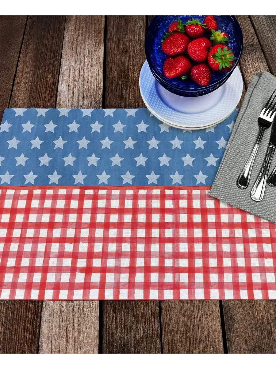 Набор из 4 салфеток под тарелки Old Glory Gingham Premier из ткани в клетку Counterart — изображение 2 из 8, мульти