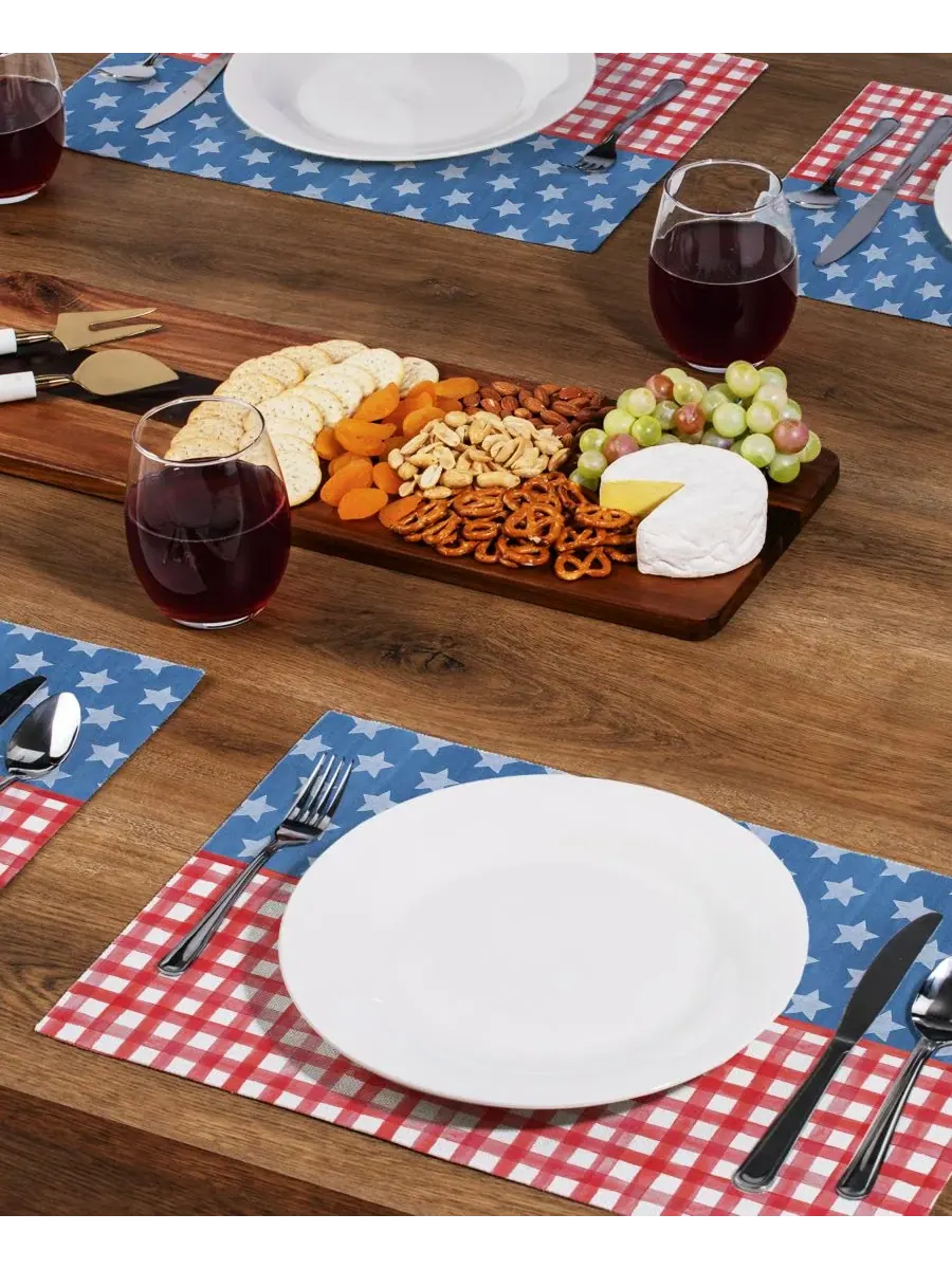 Набор из 4 салфеток под тарелки Old Glory Gingham Premier из ткани в клетку Counterart — изображение 6 из 8, мульти