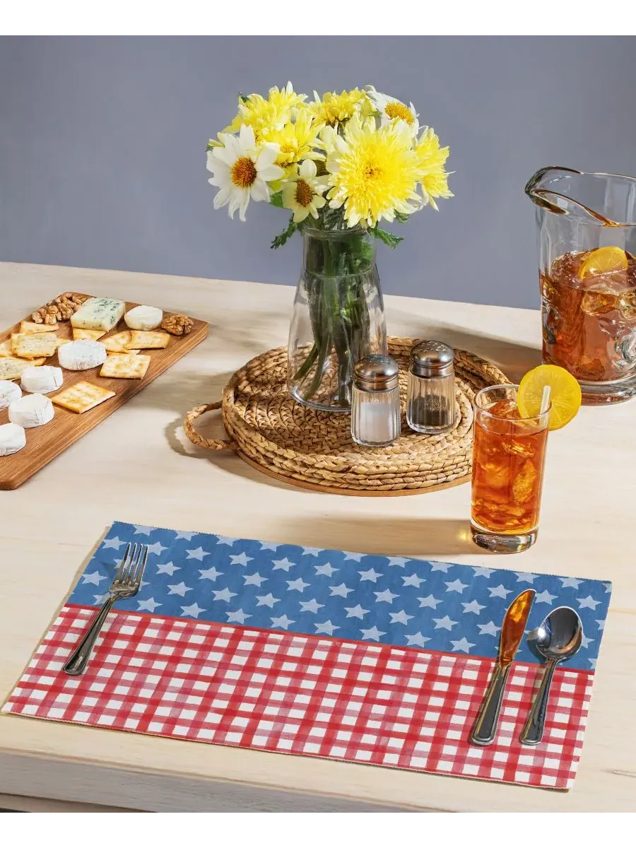 Набор из 4 салфеток под тарелки Old Glory Gingham Premier из ткани в клетку Counterart — изображение 7 из 8, мульти