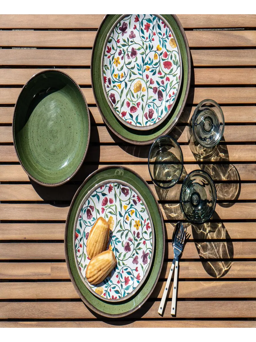 Набор из 6 низких мисок Retreat Pottery, рассчитанных на 6 персон Abode Homewares — изображение 3 из 5, зеленый