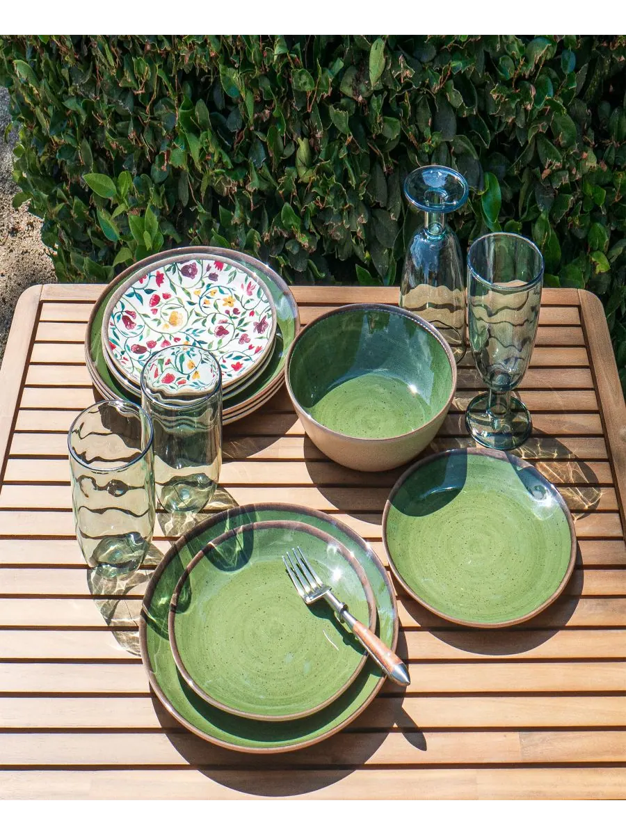 Набор из 6 низких мисок Retreat Pottery, рассчитанных на 6 персон Abode Homewares — изображение 4 из 5, зеленый