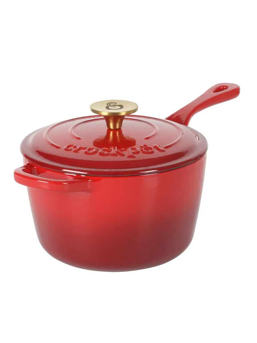 Crock-Pot Эмалированная чугунная кастрюля объемом 3 кварты с крышкой - градиентный красный