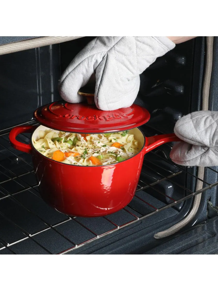 Crock-Pot Эмалированная чугунная кастрюля объемом 3 кварты с крышкой - градиентный красный — изображение 8 из 10