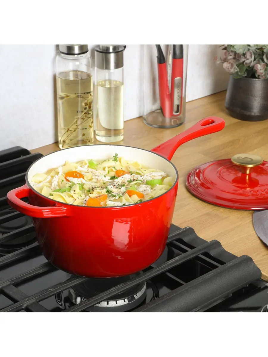 Crock-Pot Эмалированная чугунная кастрюля объемом 3 кварты с крышкой - градиентный красный — изображение 9 из 10