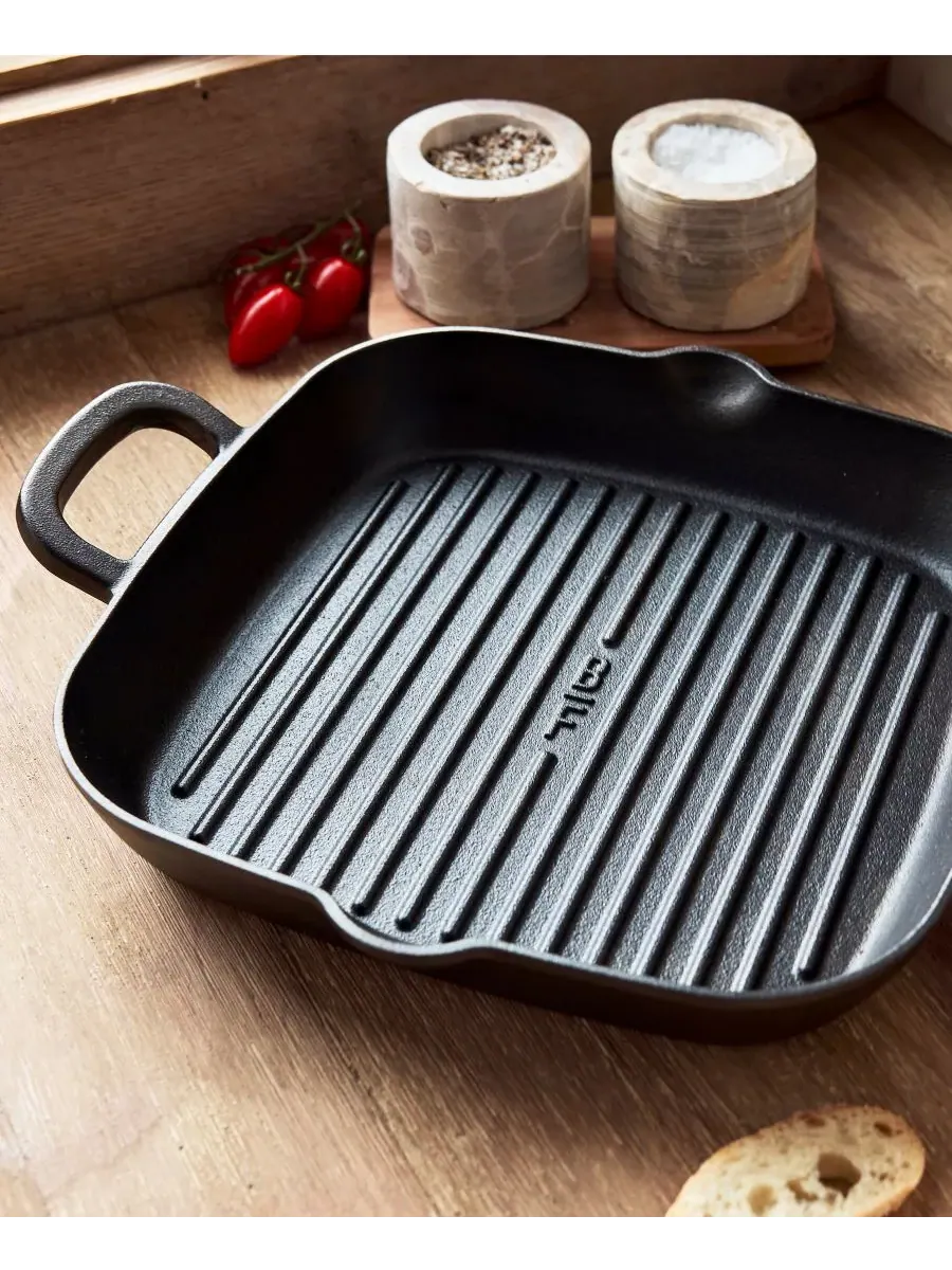 Сковорода-гриль чугунная GreenPan X Bobby Flay Cast Iron, 28 см — изображение 2 из 10, черный
