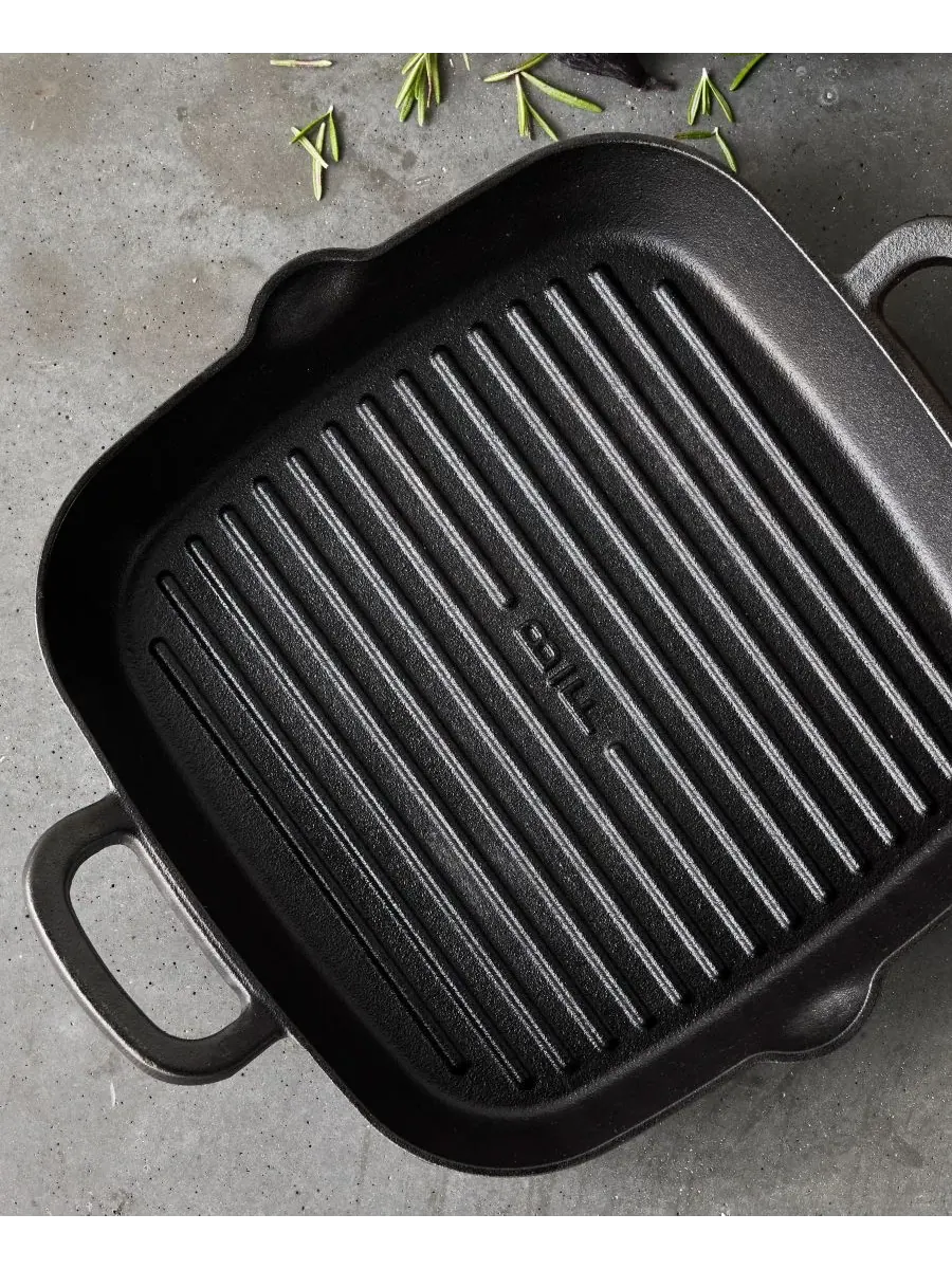 Сковорода-гриль чугунная GreenPan X Bobby Flay Cast Iron, 28 см — изображение 6 из 10, черный