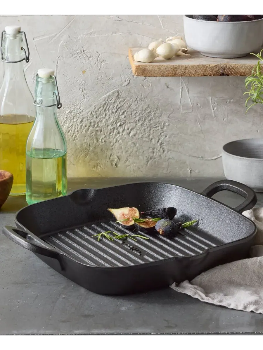 Сковорода-гриль чугунная GreenPan X Bobby Flay Cast Iron, 28 см — изображение 8 из 10, черный