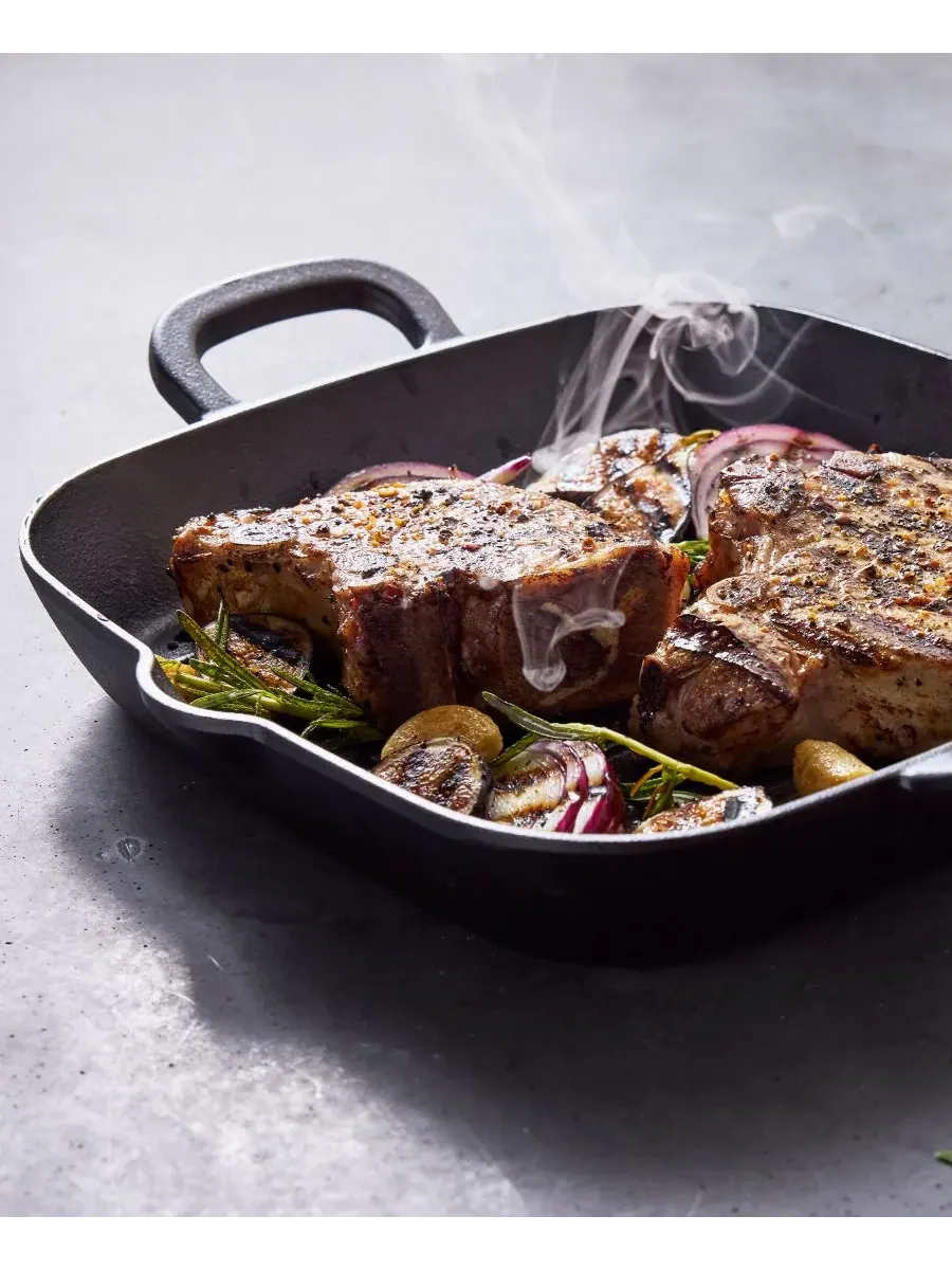 Сковорода-гриль чугунная GreenPan X Bobby Flay Cast Iron, 28 см — изображение 9 из 10, черный